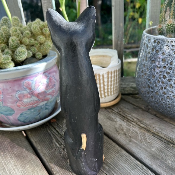 Vintage Wooded Hand Carved And Painted Folk Art Cat W Child Indonesia 10.5"x2.5" - Picture 14 of 16